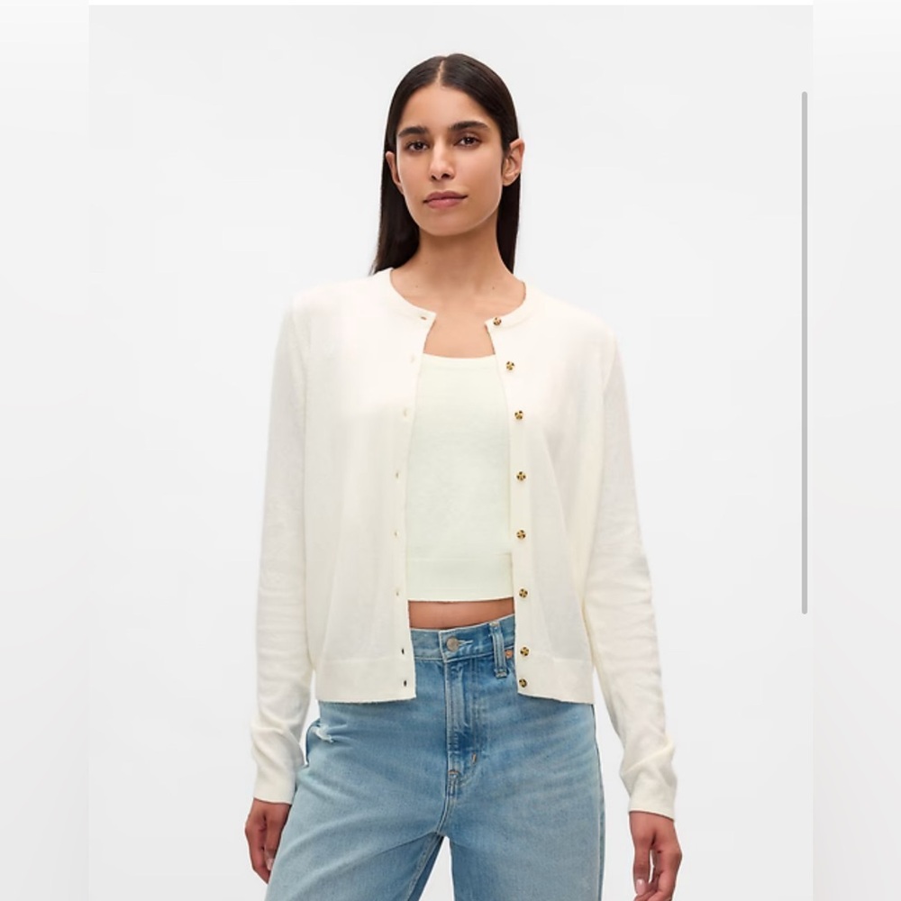 GAP White Cotton Cardigan